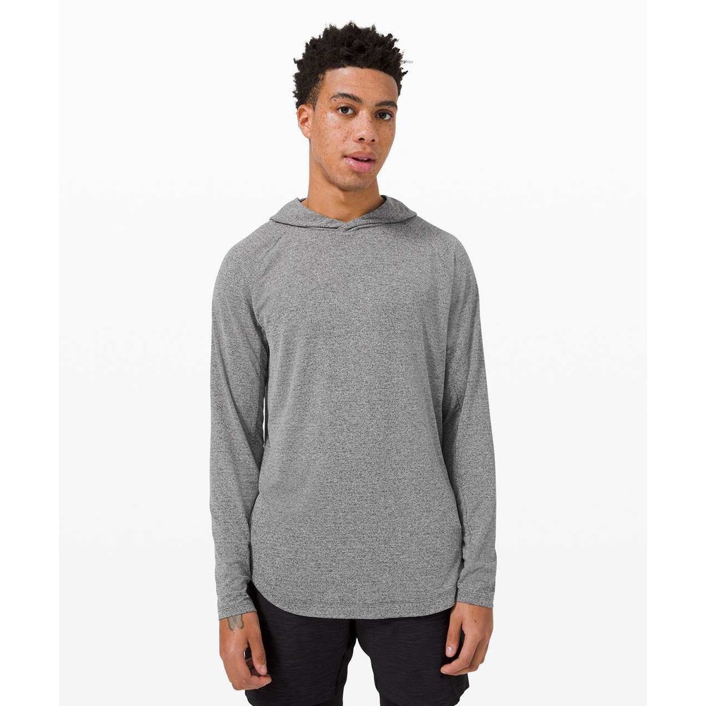 Lululemon Mens Drysense Training Hoodie Pullover Curved Hem Gray Size S